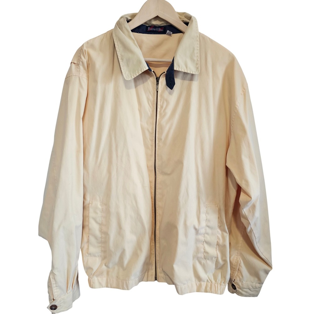Forest & Hue XL Harrington Jacket Cream Tan Full‎ Zip Lightweight Windbreaker